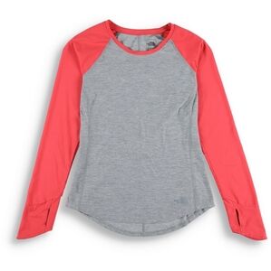 The North Face Women's 'Motivation' Long Sleeve Shirt Sz L Gray & Coral Workout